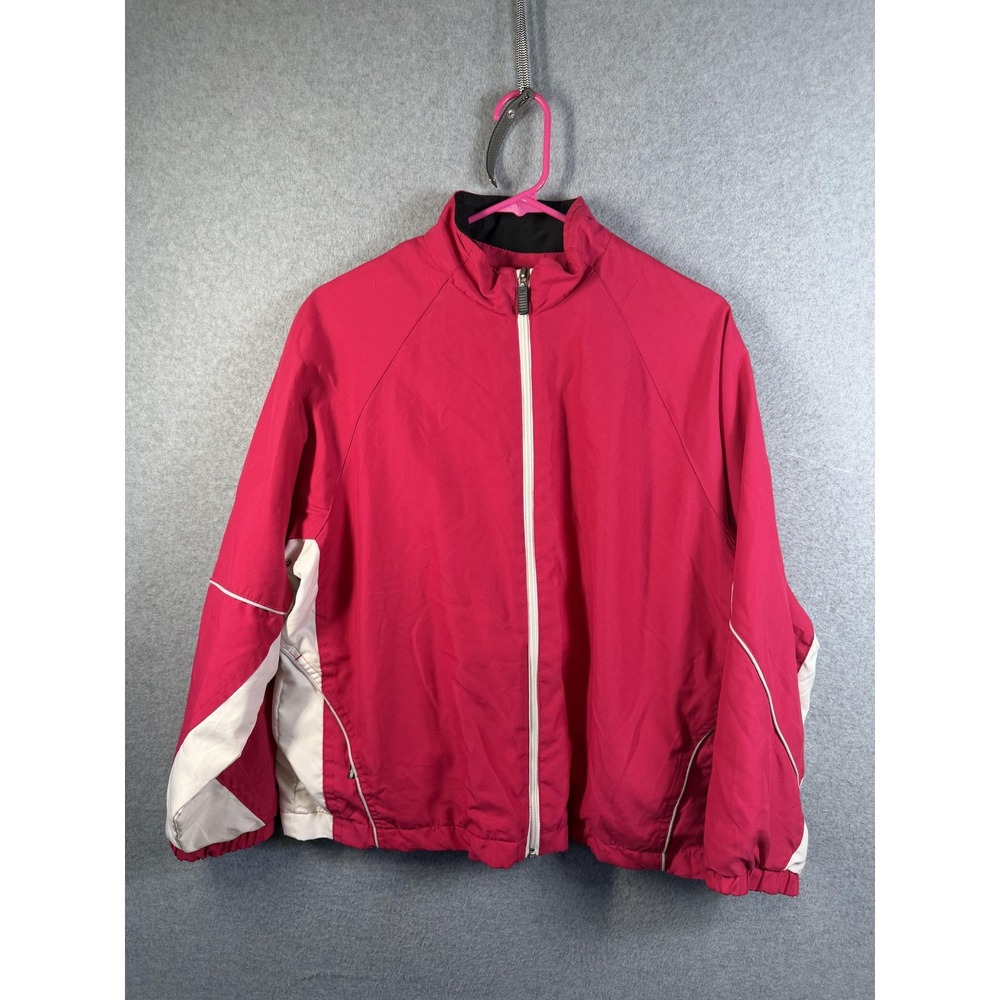 Studio Works Jacket Womens PL Pink Petite Windbreaker Full Zip Lightweight Lined